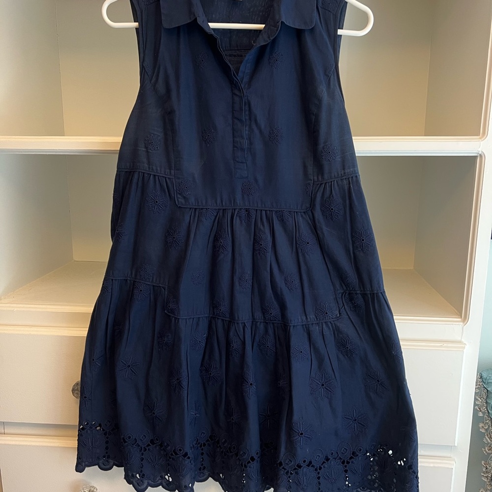 Diane von Furstenberg navy baby doll eyelet dress